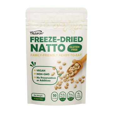 TALCUFON Japanese Freeze-Dried Natto Beans, Fresh Natto Fermented Soybean 4 Oz, Non-GMO, Vegan, Plant Protein Ready to Eat Natto