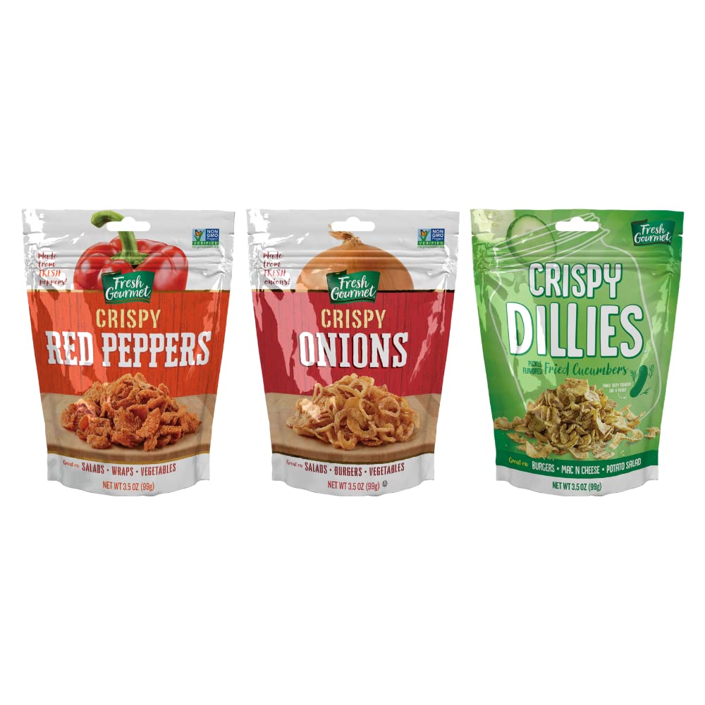 Fresh Gourmet Variety, 1 Fresh Gourmet Lightly Salted Crispy Onions, 3.5 OZ, 1 Fresh Gourmet Crispy Red Peppers, 3.5 OZ, 1 Fresh