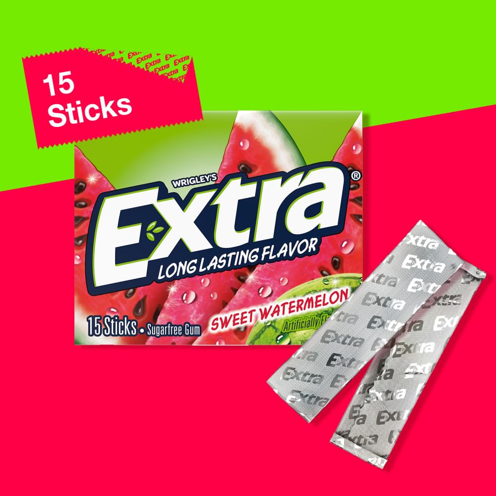 Extra Chewing Gum - Wrigleys Extra Fruit Sensations Sweet Watermelon, Sugar Free, 15 Count
