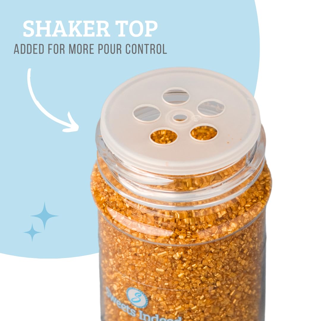Sweets Indeed Edible Sprinkle Sugar Mix, Gold, 5 oz, Perfect for Baking, Cake Decorations, Ice Cream, Cookies, Cupcake Toppers