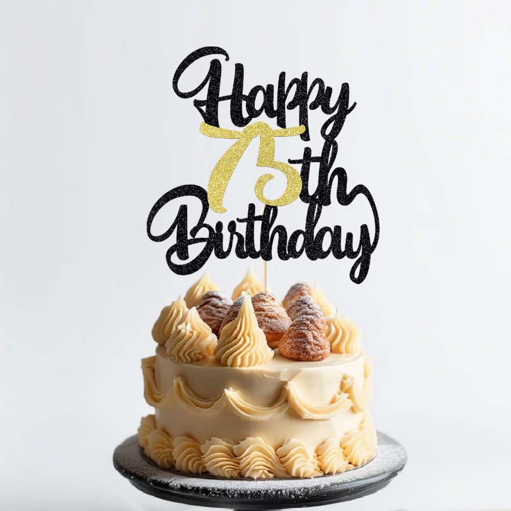 Klionjor 75Th Happy Birthday Cake Topper Happy Birthday Cake Decoration 75Th Birthday Party Decoration Gift Plugin