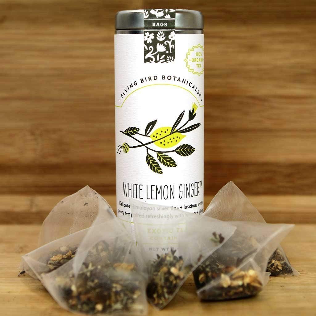 Flying Bird Botanicals White Lemon Ginger Tea, 15 Ct