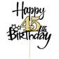 Kaoenla Black Gold Glitter Happy 45Th Birthday Cake Topper - Hello 45/Cheers 45,Happy Forty-Five Birthday Anniversary,45 Years O