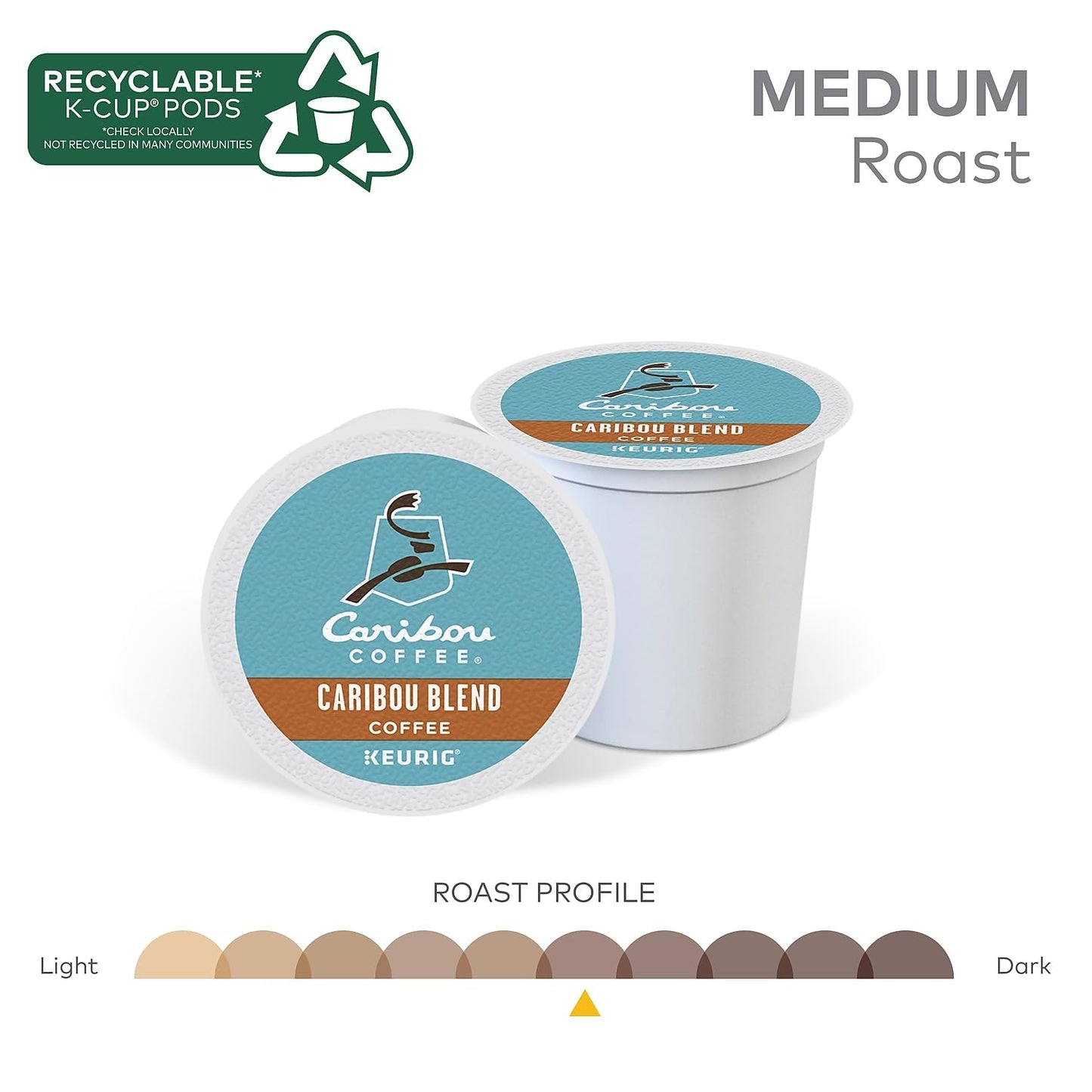 Caribou Coffee Caribou Blend, Single Serve Coffee K-Cup Pod, Medium Roast, 48-Count For Malt-Inspired