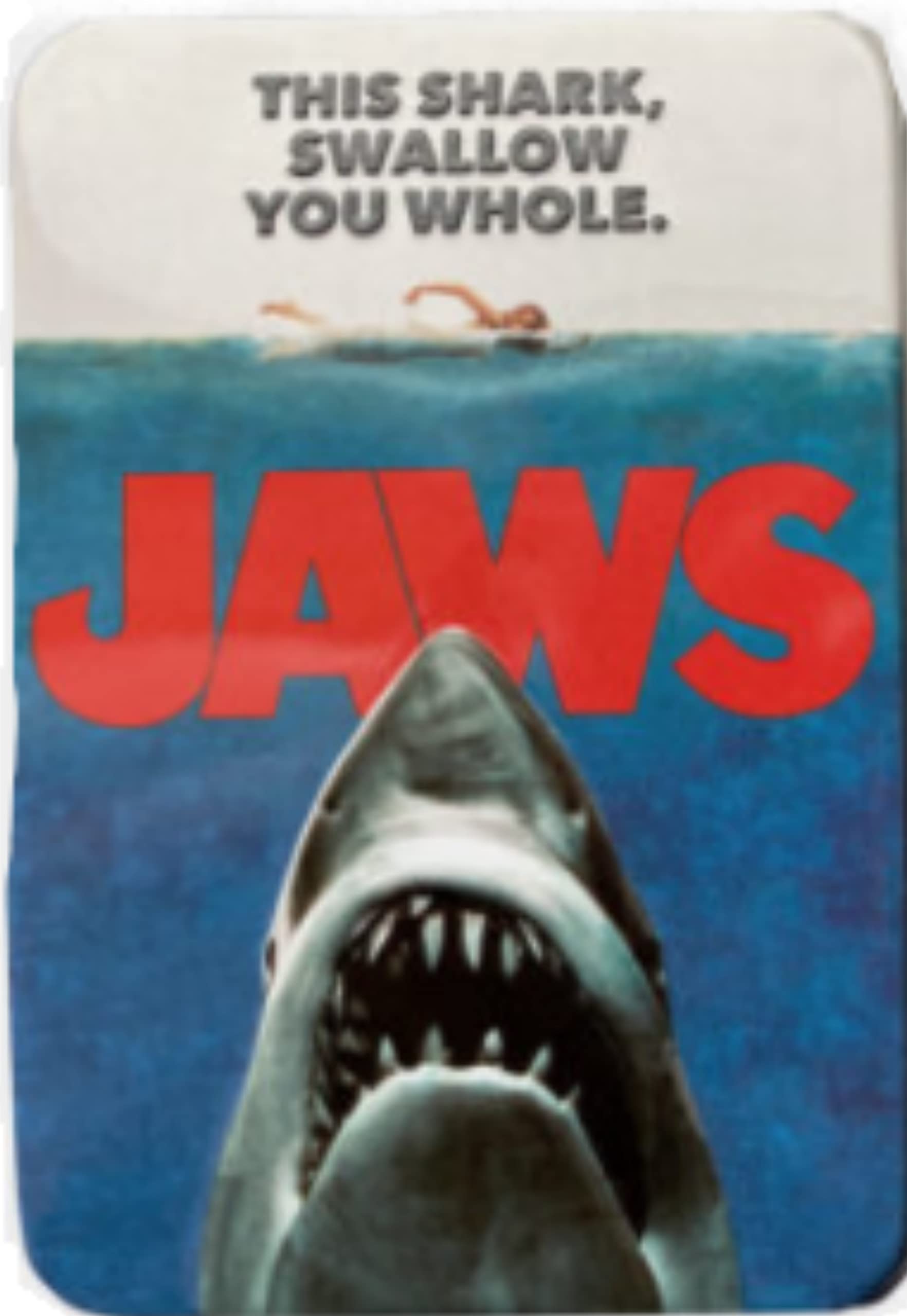 Boston America Jaws Amity Island Candy - Shark Teeth Shaped Tin - Sour Cherry Flavor - Large - Blue, Grey, White