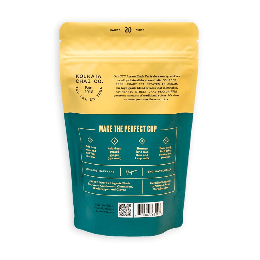 Kolkata Chai Co Signature Masala Chai & Rose Chai Combo Pack, Premium Loose Leaf Tea, Makes 40 Cups, All Natural