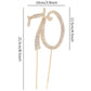 Honbay 70th Birthday Cake Topper - Premium Sparkly Crystal Rhinestones Decoration - Gold - Model CAKE-TOPPER-70-GOLD
