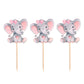 Finduat 25 Pieces Pink Elephant Cupcake Toppers For It Is A Girl Baby Shower Decorations Supplies, Baby Girl Birthday Party Supp