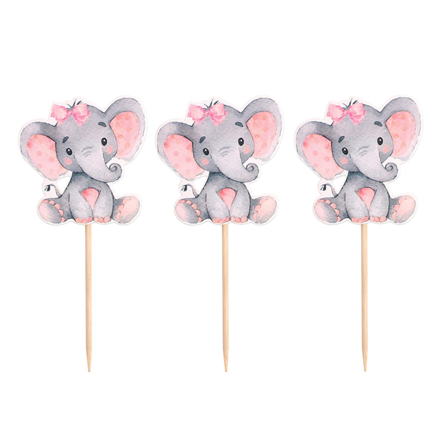Finduat 25 Pieces Pink Elephant Cupcake Toppers For It Is A Girl Baby Shower Decorations Supplies, Baby Girl Birthday Party Supp