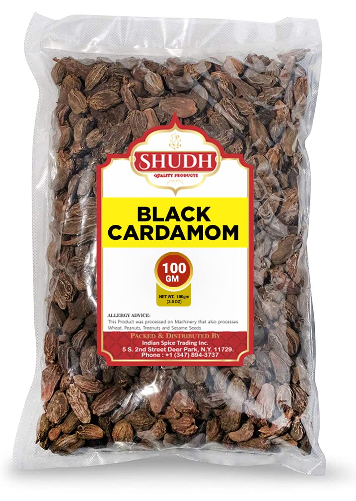 Shudh Black Cardamom Pods 100Gm | Whole Kali Elaichi Indian Spice ~ All Natural | Vegan | Gluten Friendly | Non-Gmo | Indian Ori