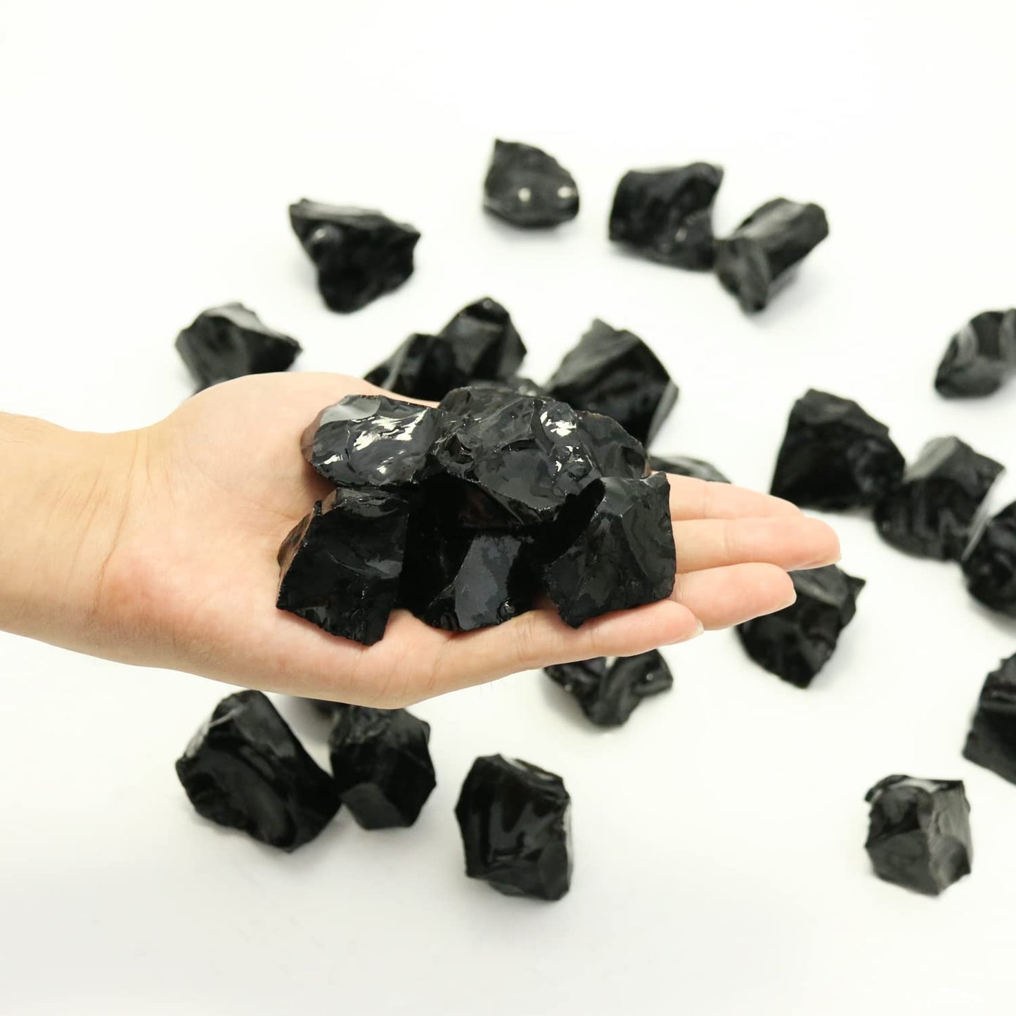 Nvzi Black Obsidian Crystal Rocks, Black Stones Bulk For Wicca, Reiki, And Energy Healing Crystals, Witchcraft Supplies, Rocks F