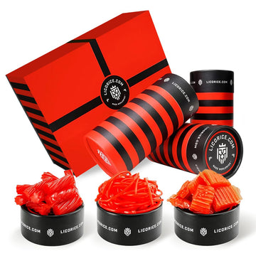 Licorice.Com Gourmet Assorted Red Licorice Gift Set - Australian Red, Strawberry Spirali, Strawberry Pillows (Pack Of 3)