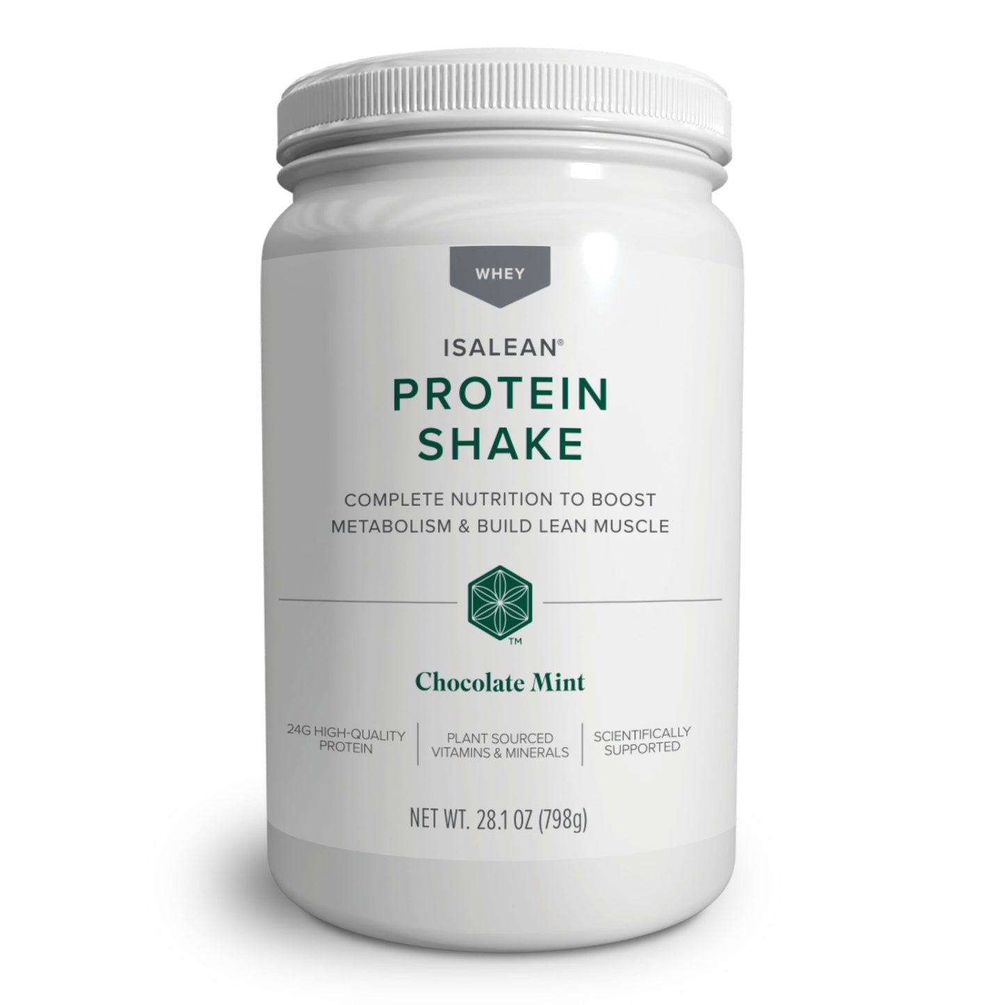 IsaLean Protein Shake - Complete Superfood Meal Replacement for Maintaining Healthy Weight and Lean Muscle Growth with 24 Vitamins and Minerals - 28.1 oz - 14 Meal Canister (Chocolate Mint) - Canister