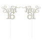 Gexolenu Silver Glitter Double-sided Happy Sweet 16 Cake Topper, Birthday Party Supplies