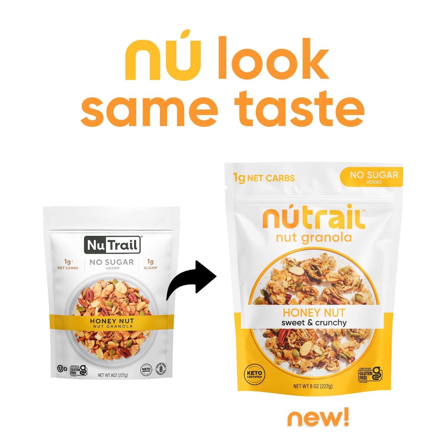 Nutrail Nut Granola Cereal, Honey Nut, No Sugar Added, Keto, Low Carb, Gluten Free, Grain Free, Healthy Breakfast 8 Oz. 6 Count