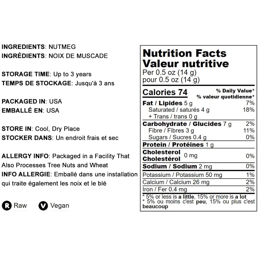 Food to Live Whole Nutmeg - Aromatic Spice, Rich in Antioxidants, 8 Ounces