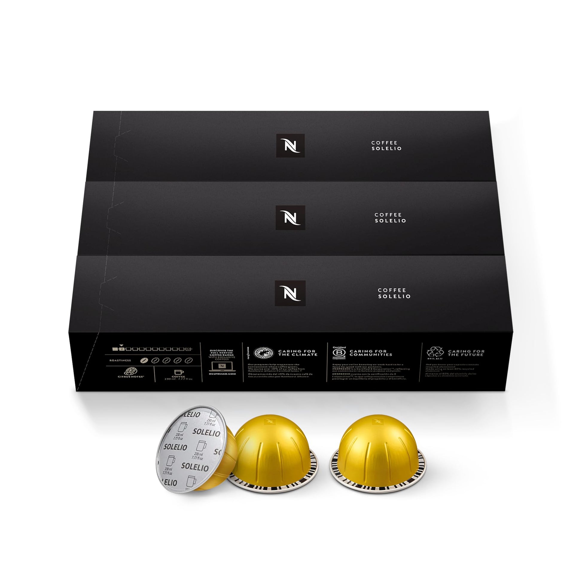 Nespresso Vertuo Coffee Pods, Solelio Mild Roast, 30 Count, Brews 7.8 oz.