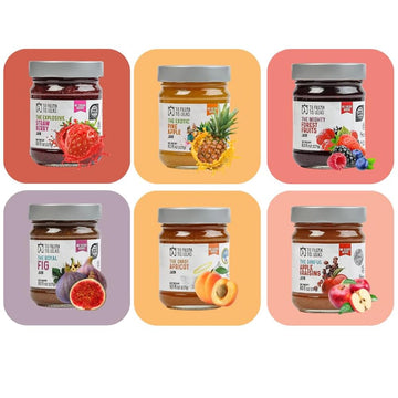 No Sugar Added Jams - 6 x 8 Fl. oz - Strawberry, Pineapple, Forest Fruit, Apricot, Fig, Apple - Made in Greece, No Preservatives