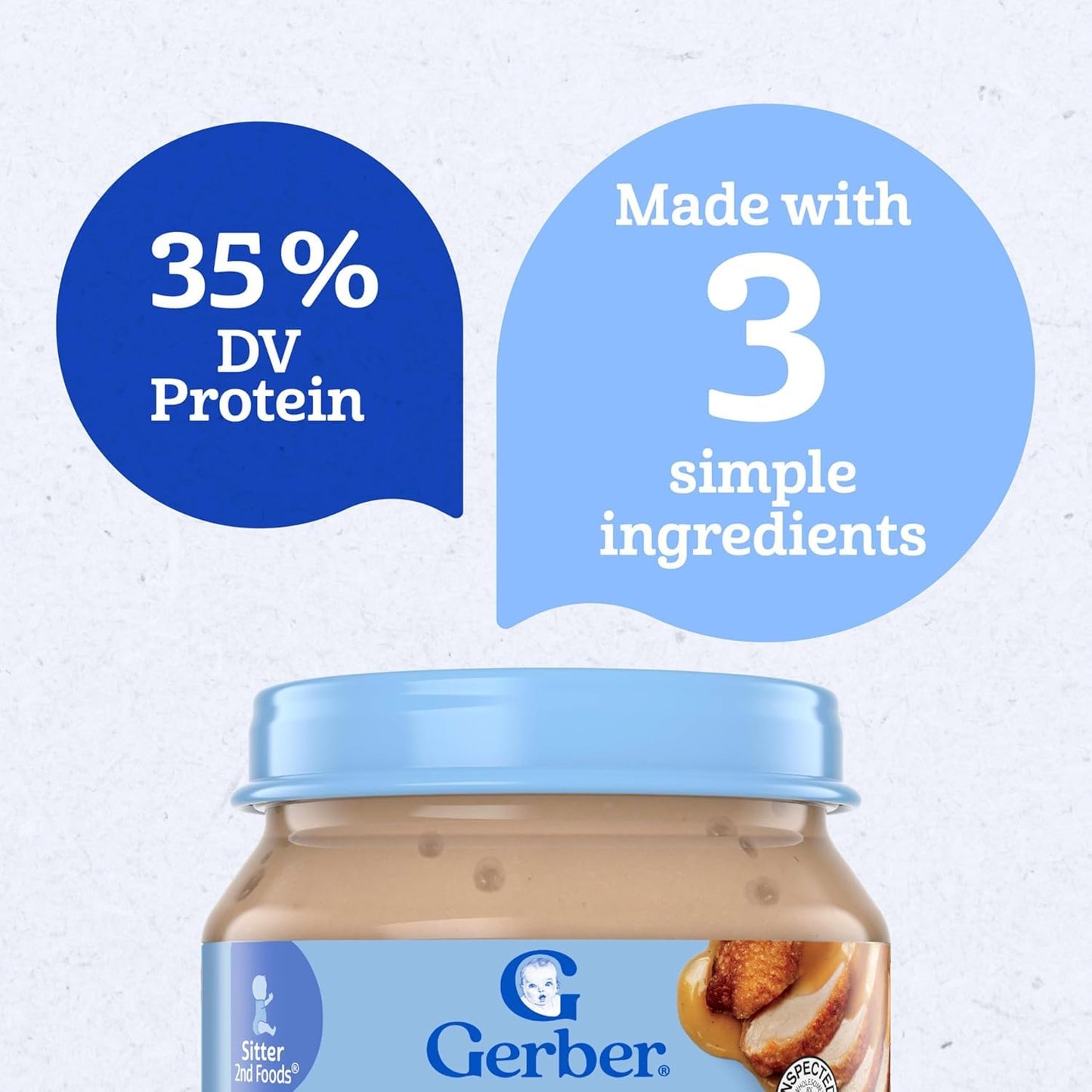 Gerber Baby 2Nd Foods Baby Food, Chicken & Gravy,Non-Gmo Pureed Baby Food With Essential Nutrients Glass Jar, 2.5 Ounce (Pack Of