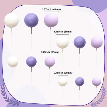 Ephlyn 30Pcs Ball Cake Picks Colorful Ball Shaped Cake Topper Pearl Balls Cupcake Cake Insert Topper For Birthday Party Decorati