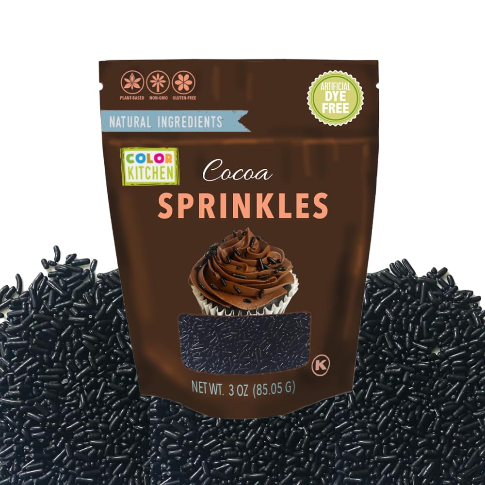 Colorkitchen Dark Cocoa Sprinkles Natural Ingredients Baking Cake Decorations, Ice Cream, Cookie, Artificial Dye-Free, Plant-Bas