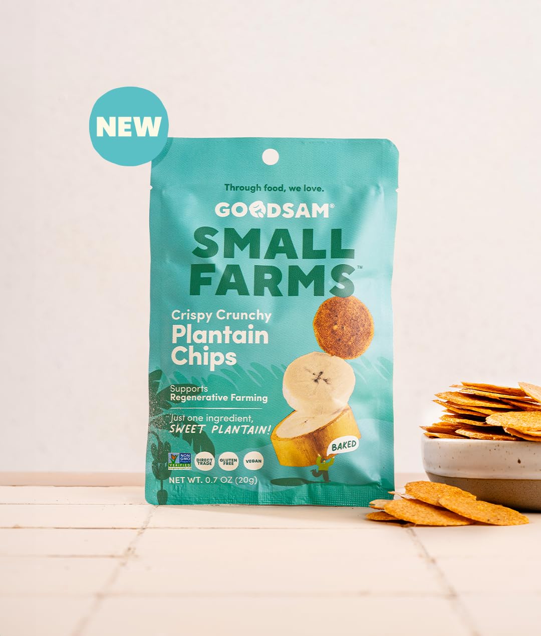 GoodSAM Baked Sweet Plantain Chips, 0.7oz (Pack of 16) - Non GMO, Vegan, Regenerative Faming, Direct Trade