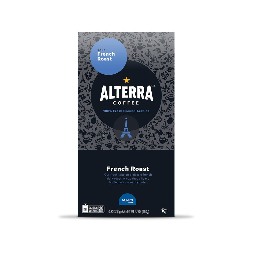 Alterra Coffee French Roast Single Serve Freshpacks For Mars Drinks Flavia Brewer, 20 Packets