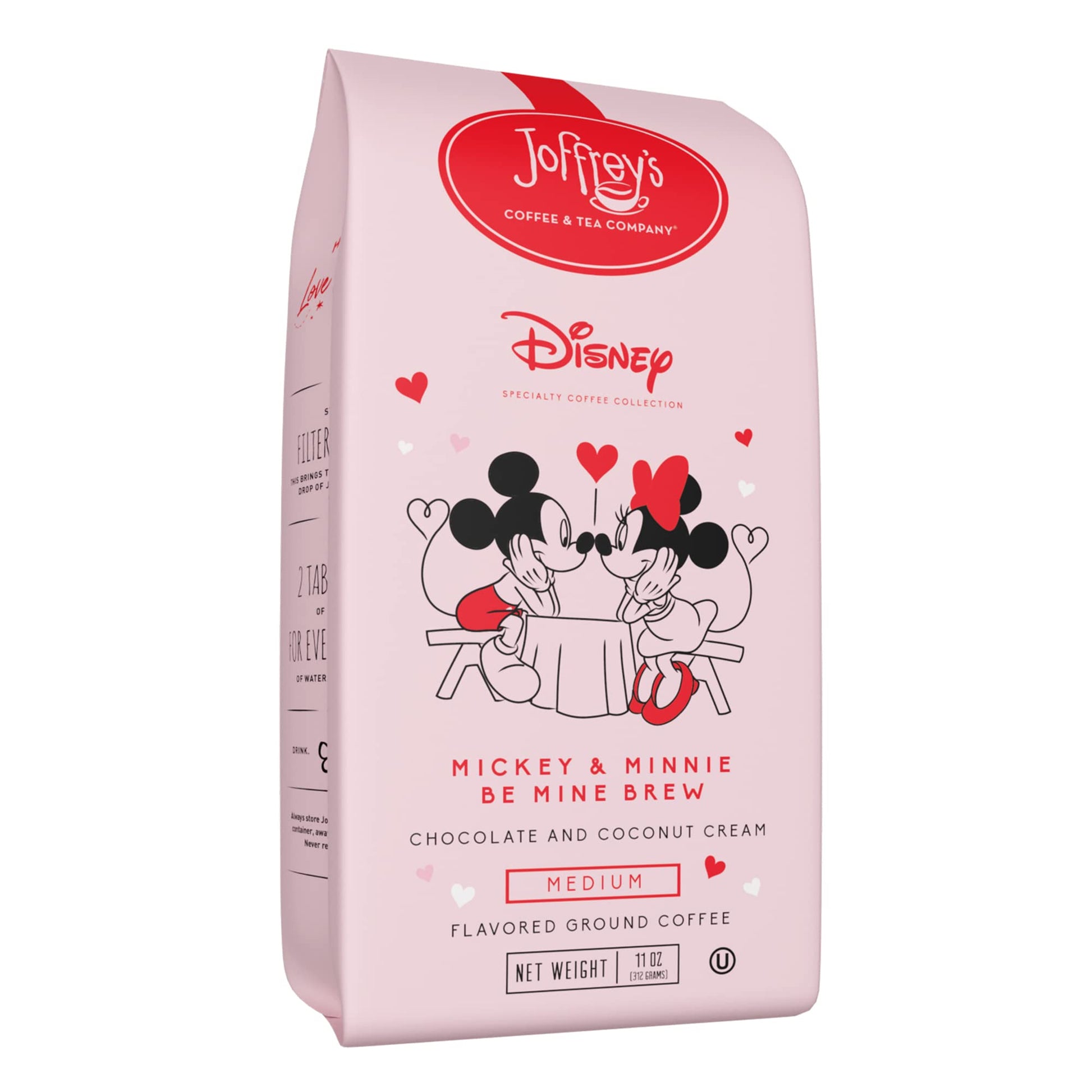 JoffreyS Coffee - Disney Mickey & Minnie Be Mine Brew  Disney Specialty Coffee Collection  Medium Roast  Arabica Beans  Chocolate & Coconut Cream Flavor  Brew Or French Press (Ground  11 Oz)