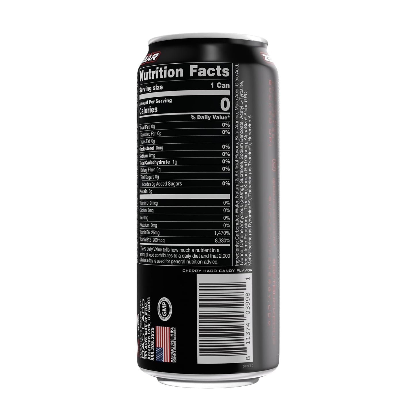 Bucked Up Energy Drink 300mg - Cherry Hard Candy Flavor - 12 Count