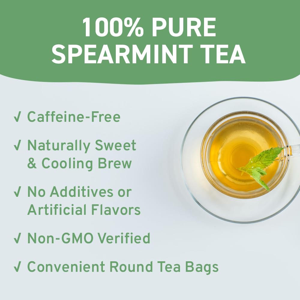 Handpick, Spearmint Tea Bags (100 Herbal Tea Bags) Rich In Essential Oil | Refreshing Mint Tea | Non-Gmo, Gluten Free | Round Ec