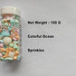 Clonynix Edible Colorful Ocean Mermaid Candy Sprinkles, 3.5 oz, Starfish Shell Cake Cupcake Toppers, Sweet Decorations