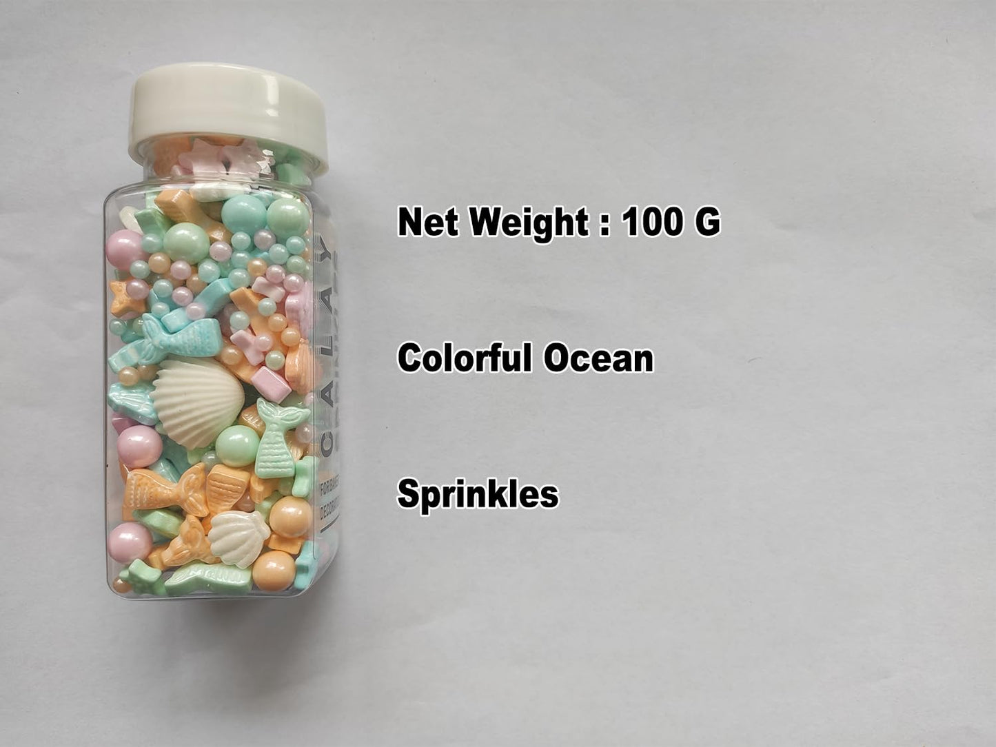 Clonynix Edible Colorful Ocean Mermaid Candy Sprinkles, 3.5 oz, Starfish Shell Cake Cupcake Toppers, Sweet Decorations