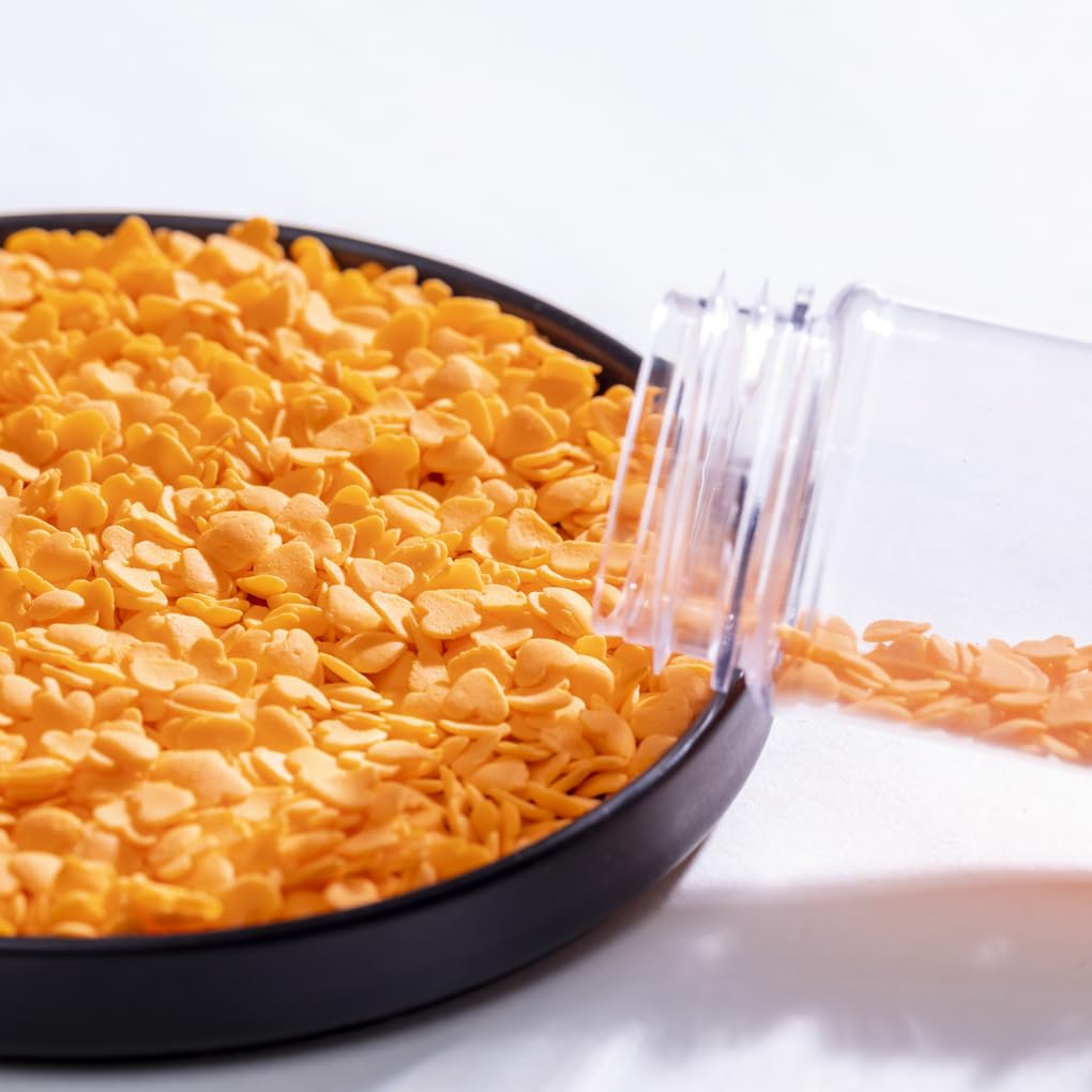 NIPEOR Orange Heart Sprinkles - Jumbo Heart Shapes for Cake Decorating - 3.53 oz