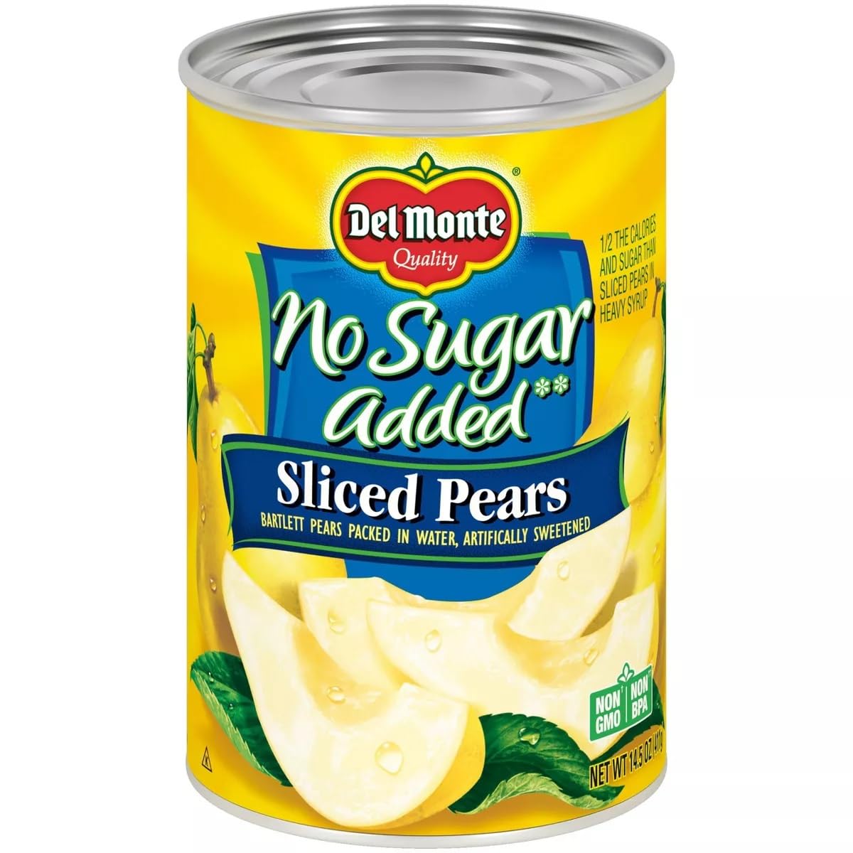 Del Monte No Sugar Added Sliced Pears, 14.5 oz, Pack of 6
