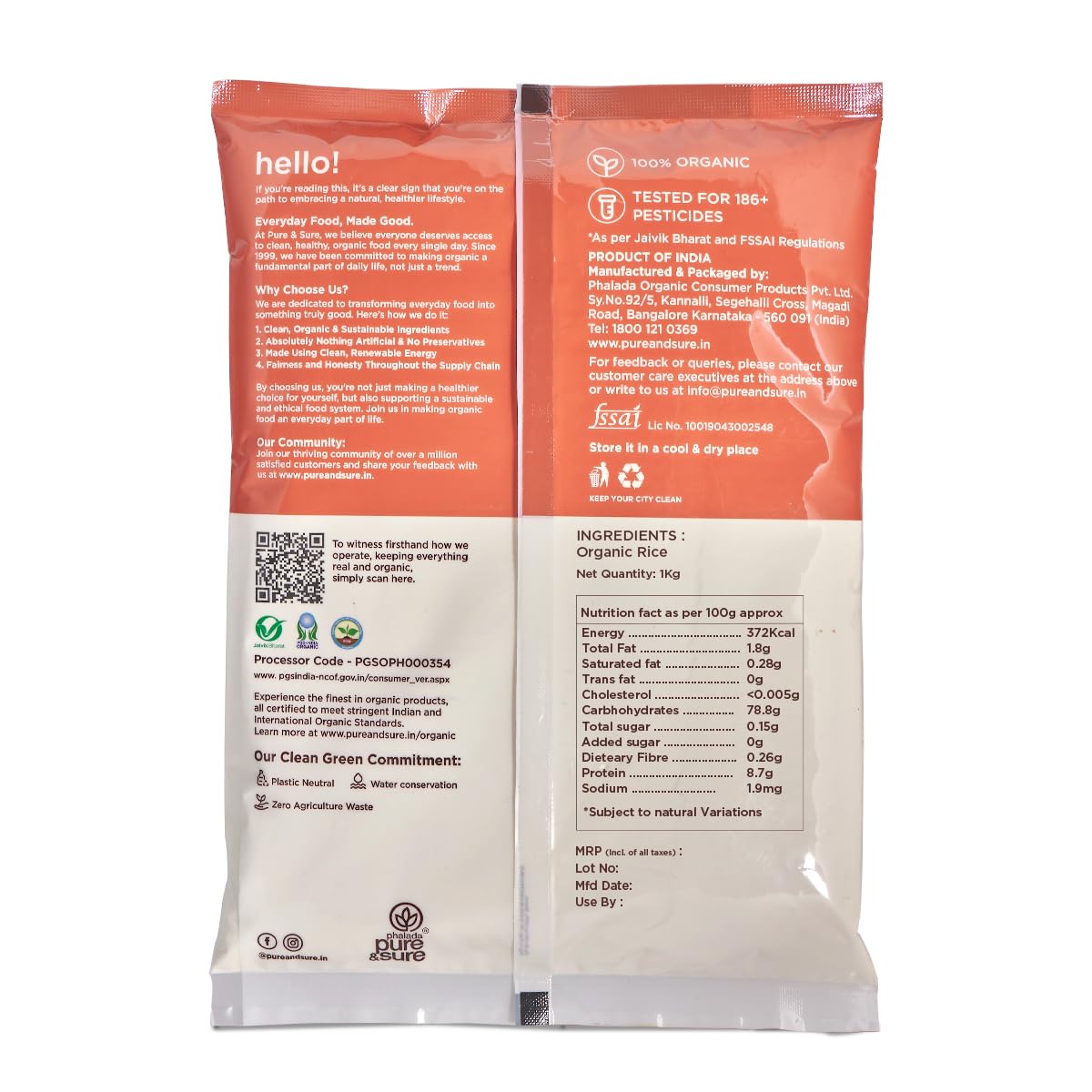 Pure & Sure Organic Rice Flour 1Kg | 100% Natural Gluten Free Chawal Ka Atta, Vegan & Rich In Protein |Certified Organic, Gluten