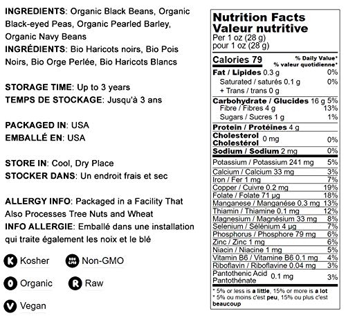 Food To Live Organic Black Bean Soup Mix, 24 Pounds - Contains Non-Gmo Black Beans, Black-Eyed Peas, Pearled Barley, And Navy Be