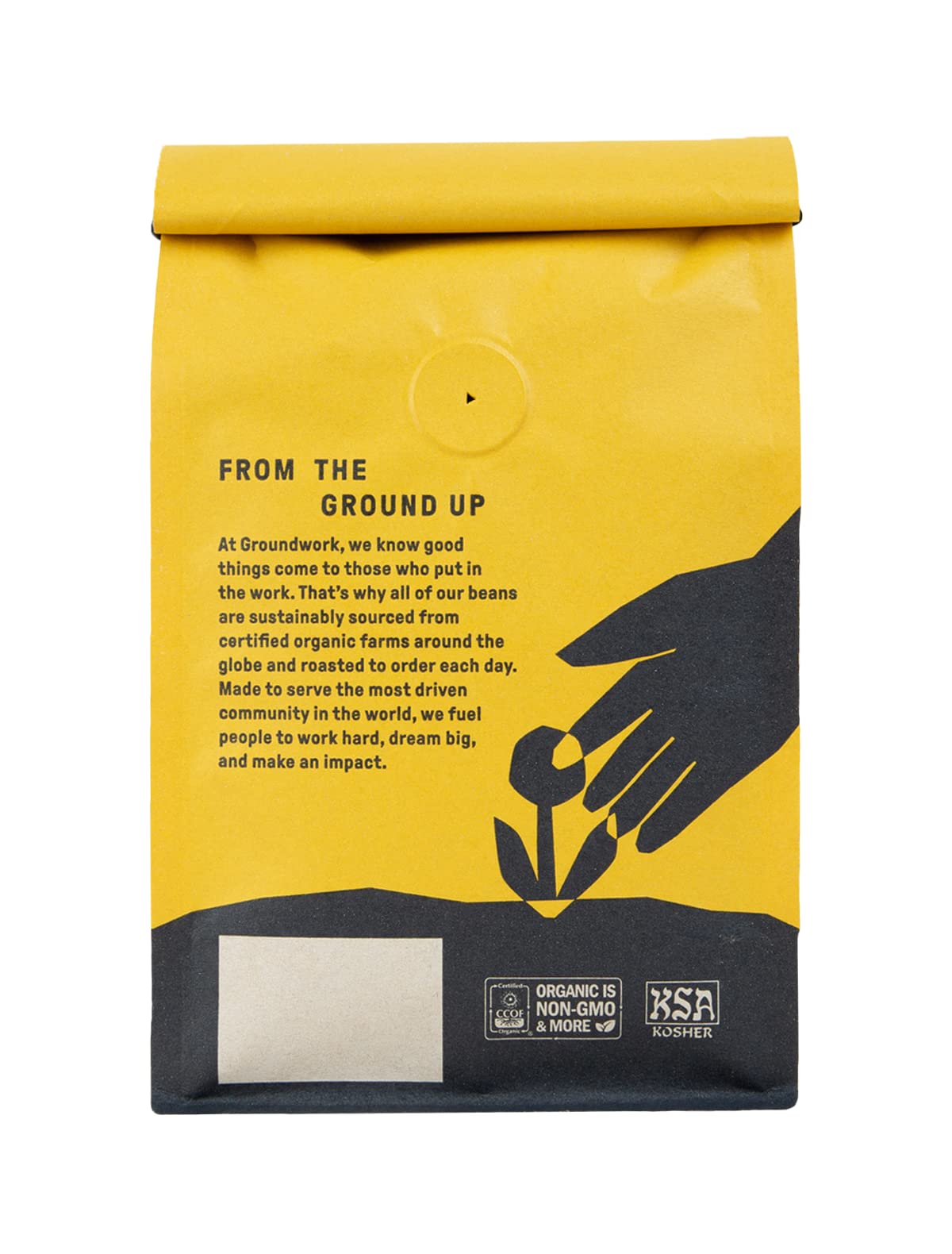 Groundwork Certified Organic Whole Bean Coffee, Black Magic Espresso, 12 oz Bag