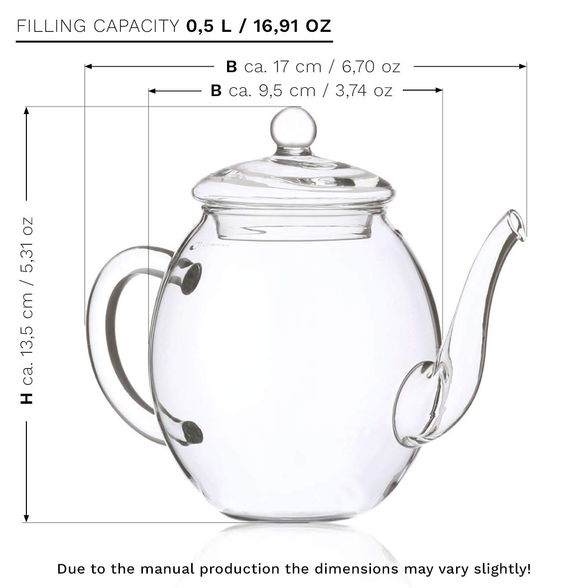 Creano Blooming Tea Gift Set With Glass Pot 17Oz/500Ml With 6 Flowering-Tea Each 3Pcs White & Black Tea