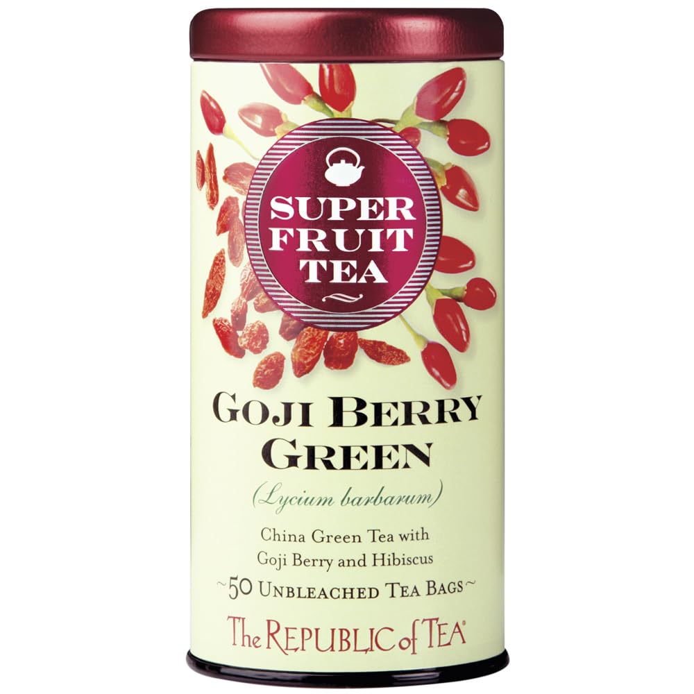 The Republic of Tea Organic Goji Berry Green Tea Bags, 50 Count Tin