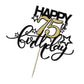 Bekaterea Happy Birthday Cake Topper,Black Font Golden Numbers 75Th Birthday Cake Decoration,Hello 75, Cheers To 75Years/75Th An