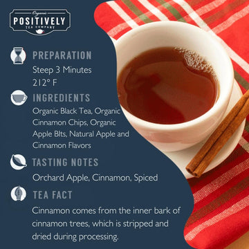 Organic Positively Tea Company, Cinnamon Apple Spice Black Tea, Loose Leaf, 16 Ounce