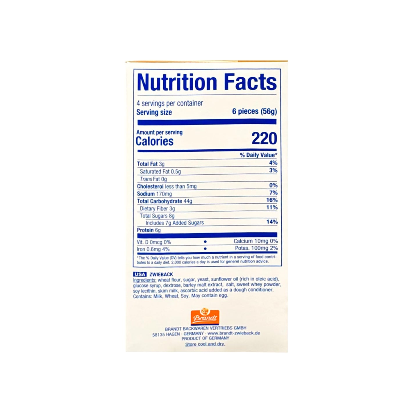Brandt Zwieback - Case Of 10 - 8 Oz