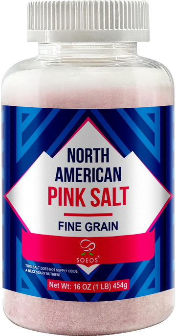 Soeos American Pink Salt, Fine Grain 16 Ounce, Pink Rock Salt, Salt for Grinder Refill, Perfect for Cooking & Seasoning