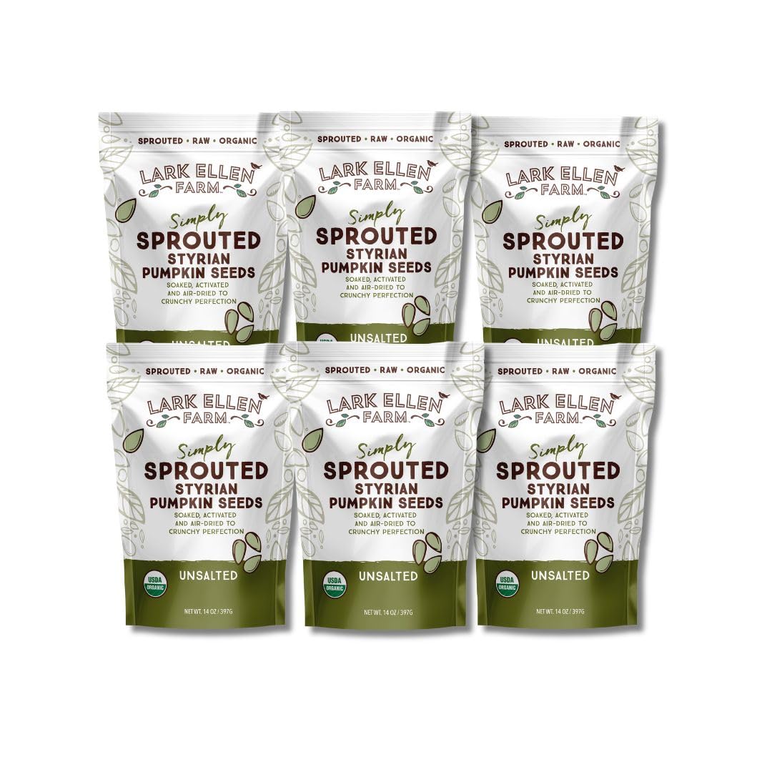 Lark Ellen Farm Sprouted Specialty Gourmet Premium Organic Styrian Pumpkin Seeds from Austria, Large Gourmet Unsalted Raw Pumpki