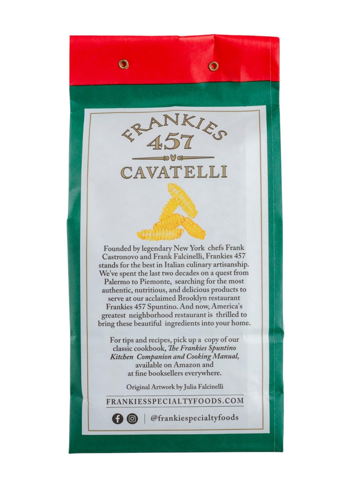 Frankies 457 Artisanal Cavatelli Pasta- USDA Organic Certified - enhanced Italian Handcrafted Pasta -Imported from Italy 16oz (1LB)