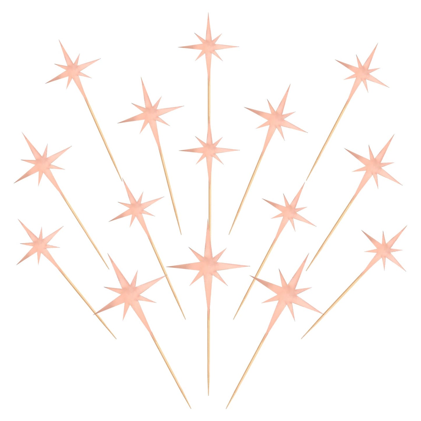 Keaziu Star Cupcake Toppers, 30PCS Rose Gold Twinkle Star Picks for Engagement, Bridal, Baby Shower, Birthday Party Decorations