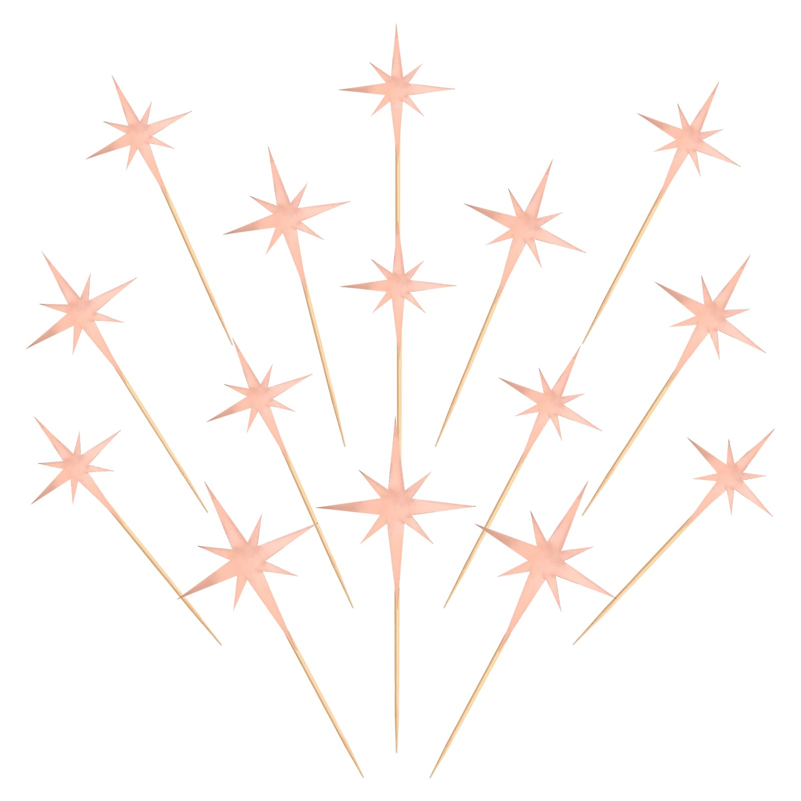 Keaziu Star Cupcake Toppers, 30PCS Rose Gold Twinkle Star Picks for Engagement, Bridal, Baby Shower, Birthday Party Decorations