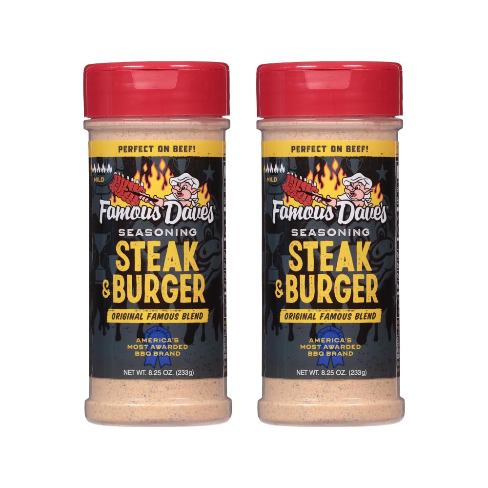 Famous Daves Steak & Burger Seasoning, 2 Pack, 16.50 oz Total, Perfect for Grilling and Cooking