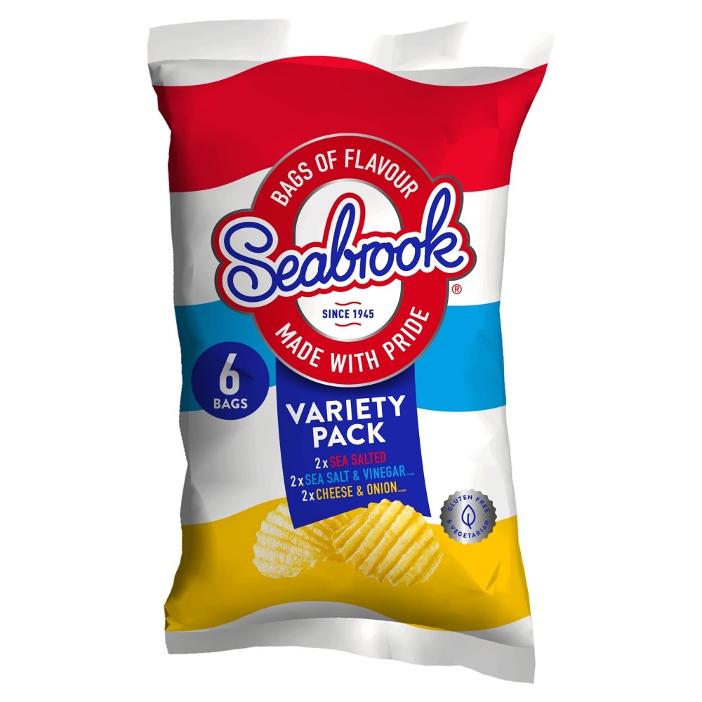 Seabrook Crinkle Crisps Variety Pack, 6 x 25g