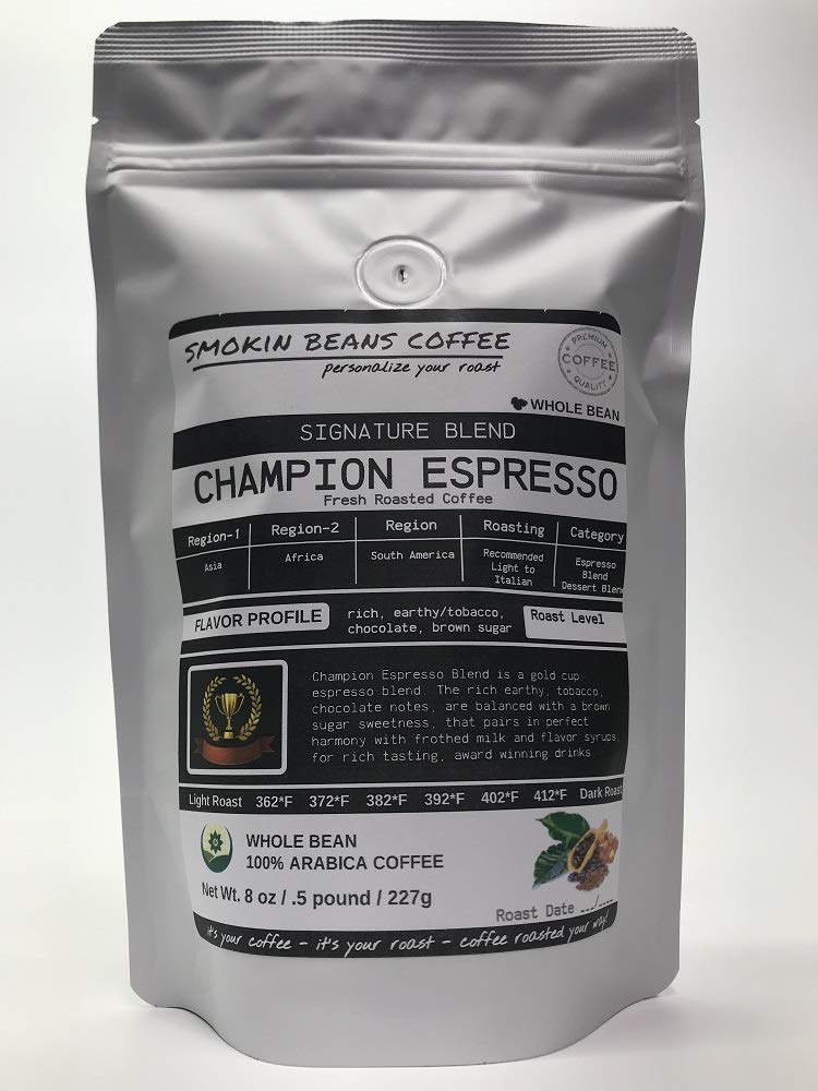 Smokin Beans 7 Bean Espresso Box, 7-Bags, 8-Ounce Each, Signature Blends, Various Roasts, Premium Whole Bean Coffee